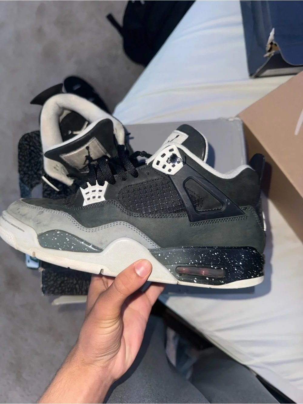 Jordan Men's White and Gray Retro Low-Top Sneaker and Air Jordan 4 